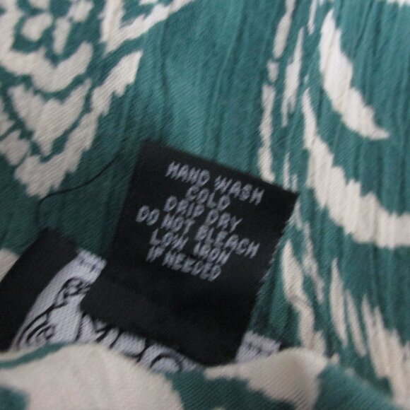 Angie Green Floral Peasant Sleeve & Boho Inspired Blouse Top Romantic Size L - Picture 8 of 8